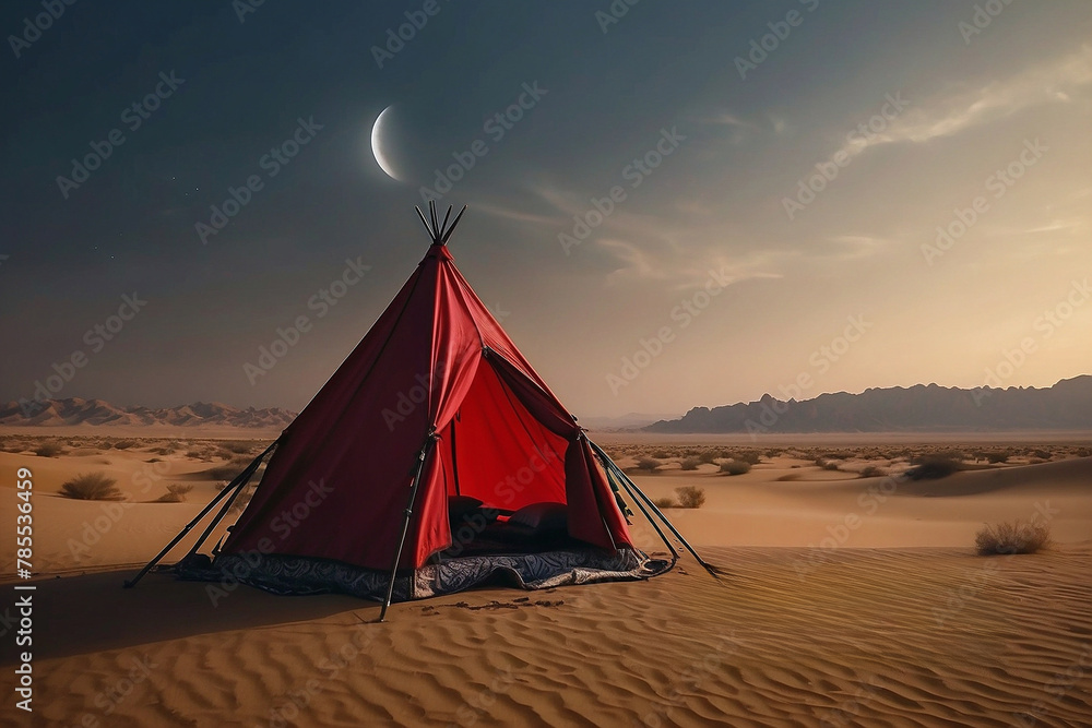 Muharram - Illustration of a Muharram Ashura's Red Camping Design