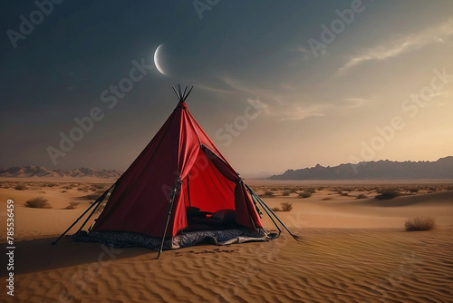 Muharram - Illustration of a Muharram Ashura's Red Camping Design
