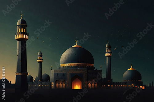 Muharram - Islamic Background Buildings for Eid Greetings Adha Muharram Ramadan Template