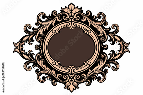 Exquisite vector artwork showcasing a Victorian frame, meticulously crafted with intricate details and ornate embellishments, elegantly isolated on a pristine white background. 