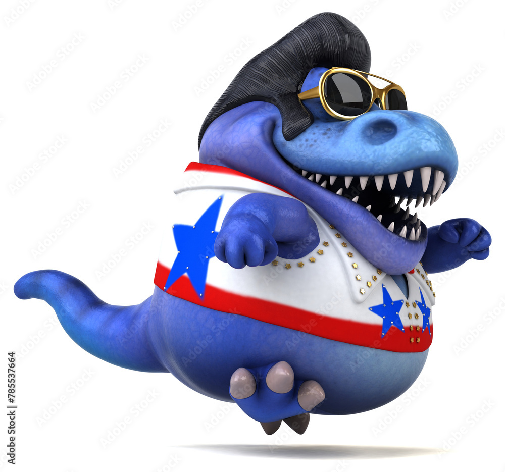 Fun 3D cartoon illustration of a Trex rocker Fun 3D cartoon illustration of a Trex rocker