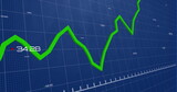 Image of graph with changing numbers over grid pattern against blue background