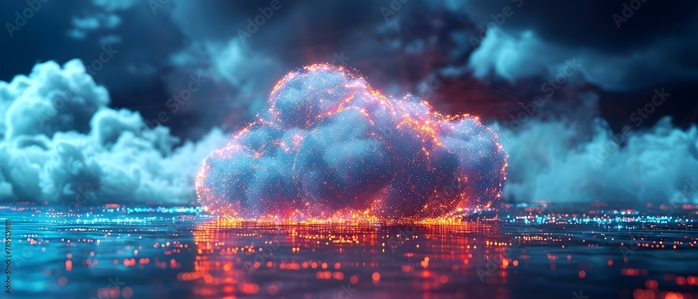 Digital Cloud Core: The Heartbeat of Modern Tech. Concept Cloud Technology, Digital Infrastructure, Data Management, Connectivity Solutions, Innovation Trends
