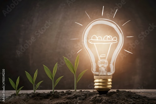 Innovative light bulb concept illuminating growth and creativity in a competitive business landscape photo