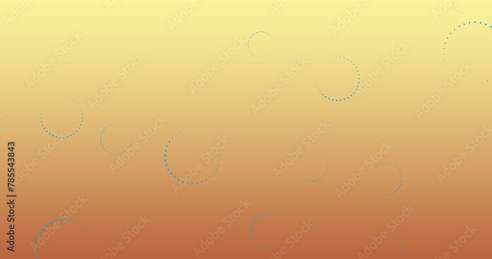 Digital image of multiple throbber icons floating against yellow gradient background