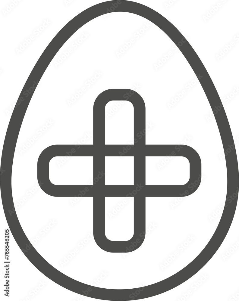 Easter egg icon. Christian religious outline symbol with cross. Pictogram for holly spring holiday. Easter egg icon. Christian religious outline symbol with cross. Pictogram for holly spring holiday.