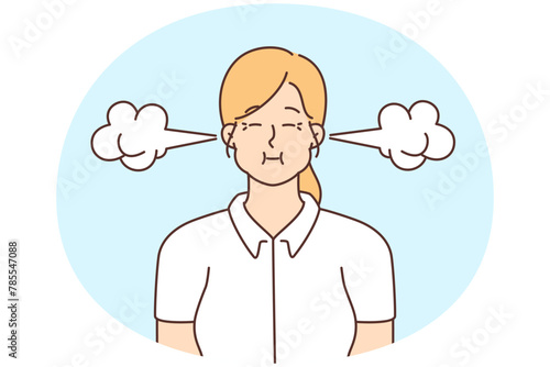 Stressful woman with smoke coming from ears