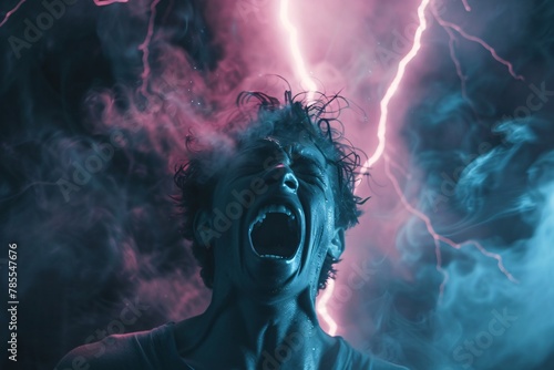 Intense photo person struck lightning intense emotion fear awe atmospheric dramatic moment 04