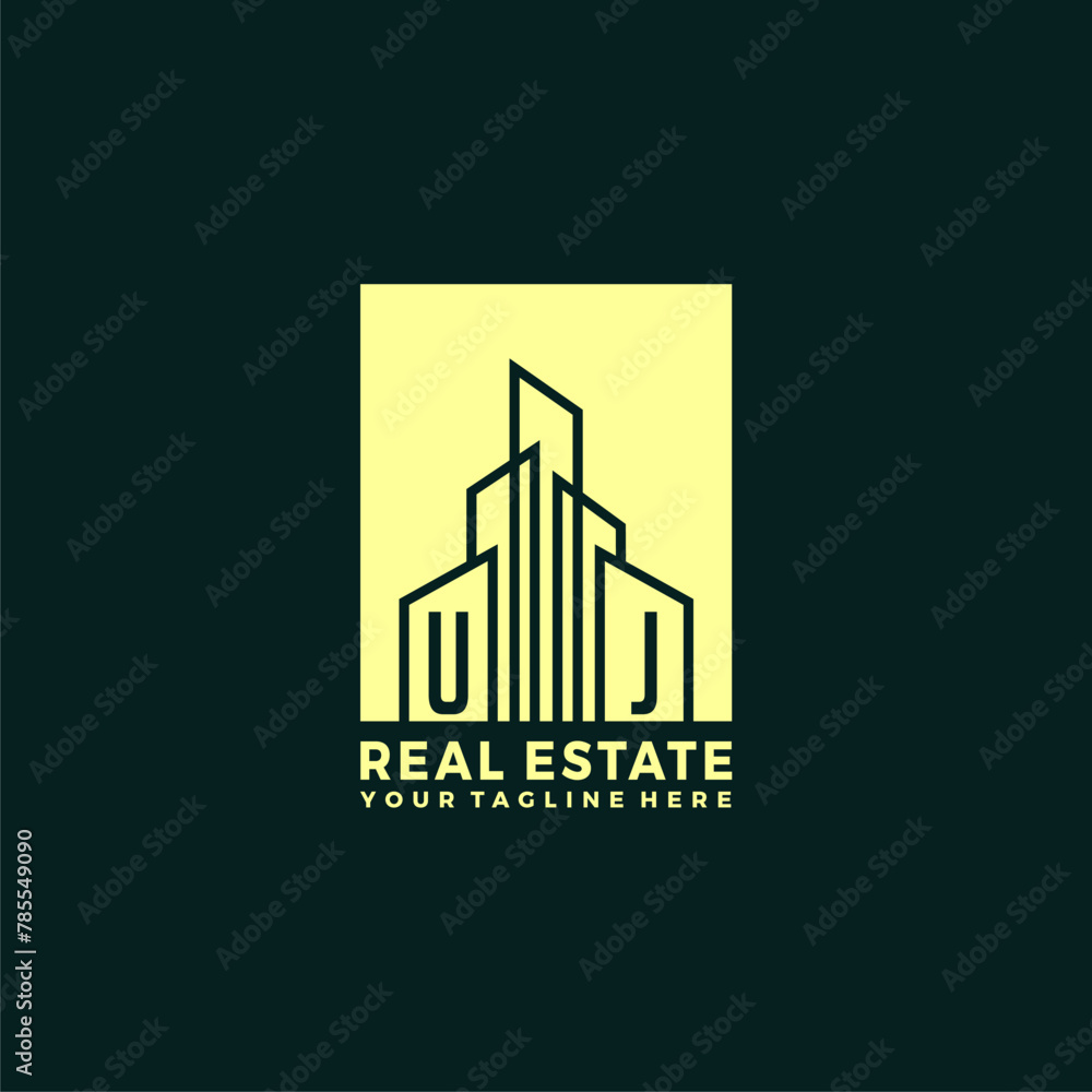 UJ initials vector luxury real estate logo design UJ initials vector luxury real estate logo design