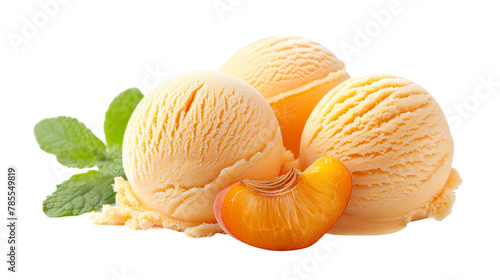 Apricot Sherbet Ice Cream on Transparent Background - Cool Off with Refreshing Fruity Desserts