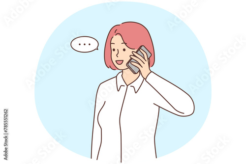 Smiling woman talk on cellphone