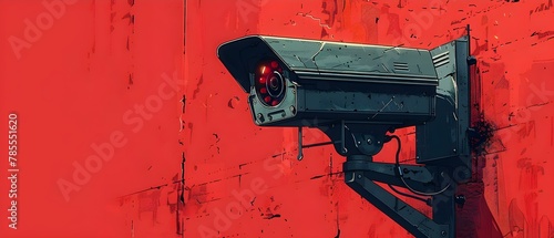 Stylized Surveillance - Big Brother's Gaze. Concept Orwellian Surveillance, Intrusive Monitoring, Dystopian Control, Privacy Invasion, Technology Oversight