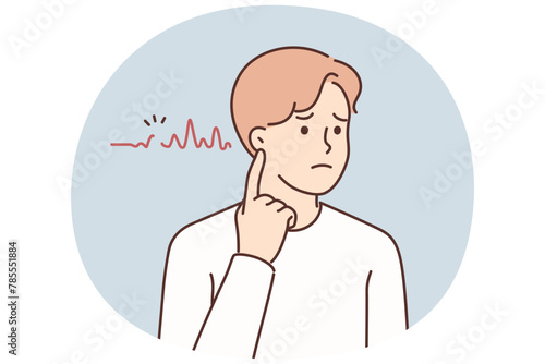 Unhealthy man suffer from hearing disability