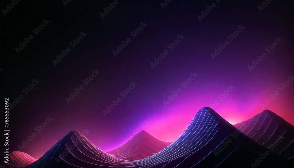 Abstract Glowing Purple Blue Pink Hue Gradient Mountain Peaks Background