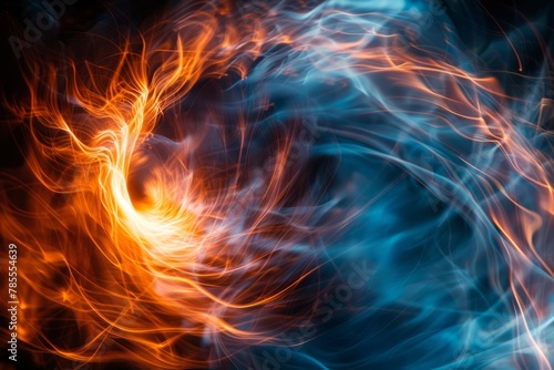 Vibrant Energy Flow Abstract Background in Orange and Blue