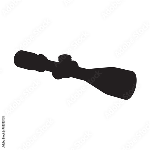 Black sniper scope silhouette isolated on white background