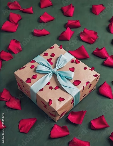 gift box with red rose lefs photo