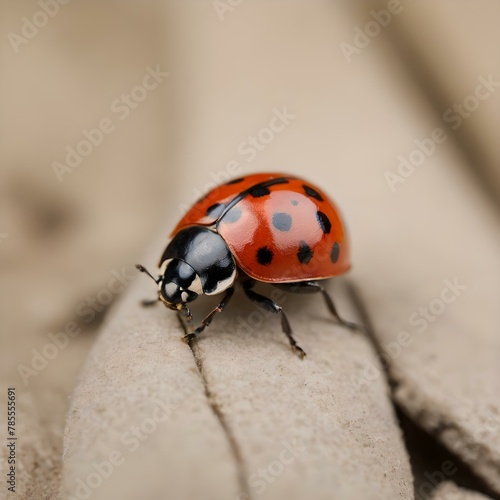 beautiful red ladybug on ground