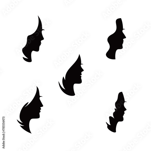 beauty face girl silhouette design illustration. female sign and symbol. © redranger