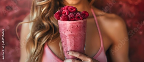 Post-Workout Berry Bliss: A Healthy Smoothie Indulgence. Concept Healthy Recipes, Smoothie Ideas, Post-Workout Snacks, Nutritious Beverages, Berry Smoothies photo