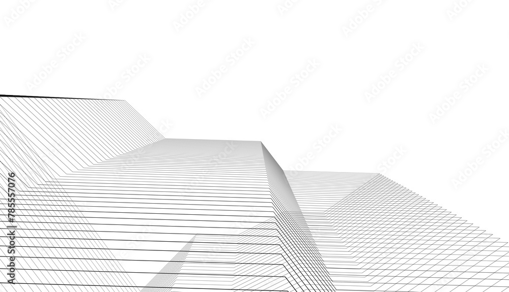 Fototapeta premium Architectural building 3d rendering. Concept sketch