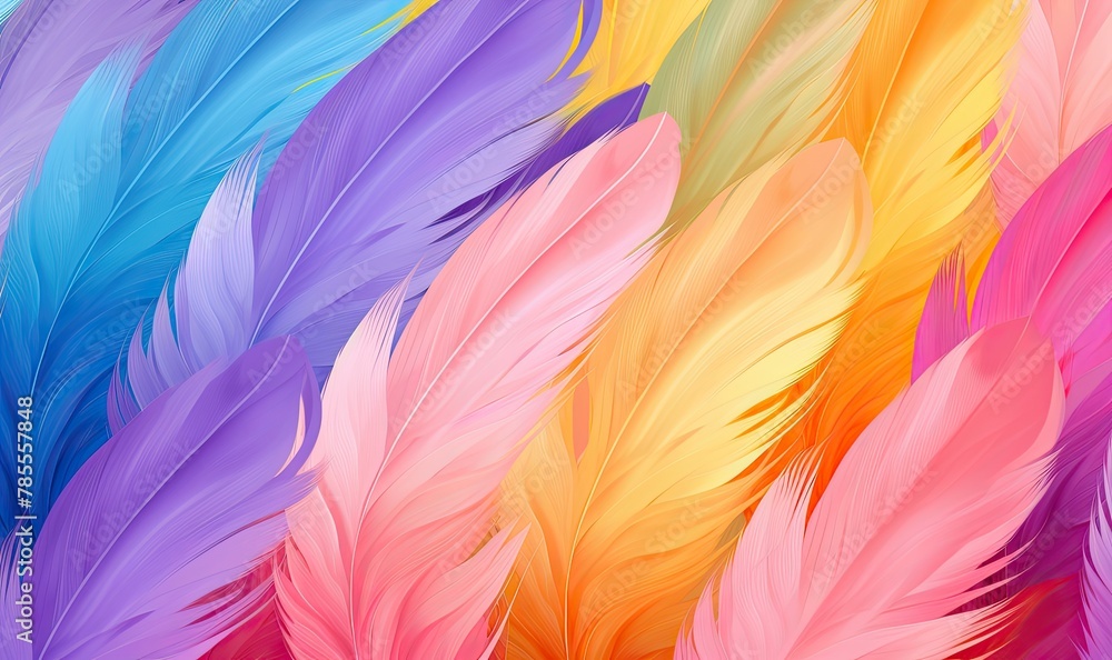 illustration of rainbow colors soft small feathers. Pattern background texture romantic cozy vibe illustration of rainbow colors soft small feathers. Pattern background texture romantic cozy vibe