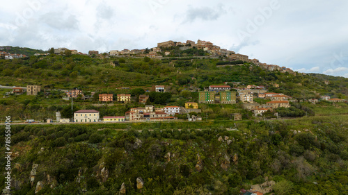 Cuadro en lienzo Aerial view of Ruffo Castle located in Nicotera, an Italian municipality located in the province of Vibo Valentia in Calabria, Italy
