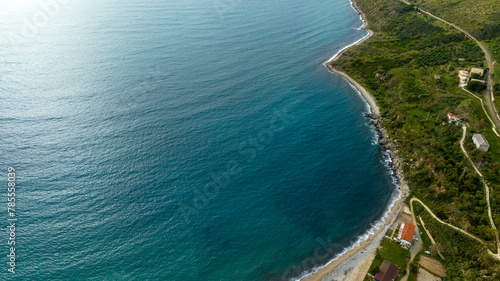 Aerial view of the Calabrian coast near Nicotera, southern Italy. There is no one on the beach. photo