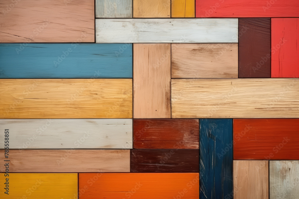 Colors of creativity. Mosaic of colored wooden blocks isolated on white, abstract. Color selection, color concept background. Arrangement or spectrum of colored wooden blocks.