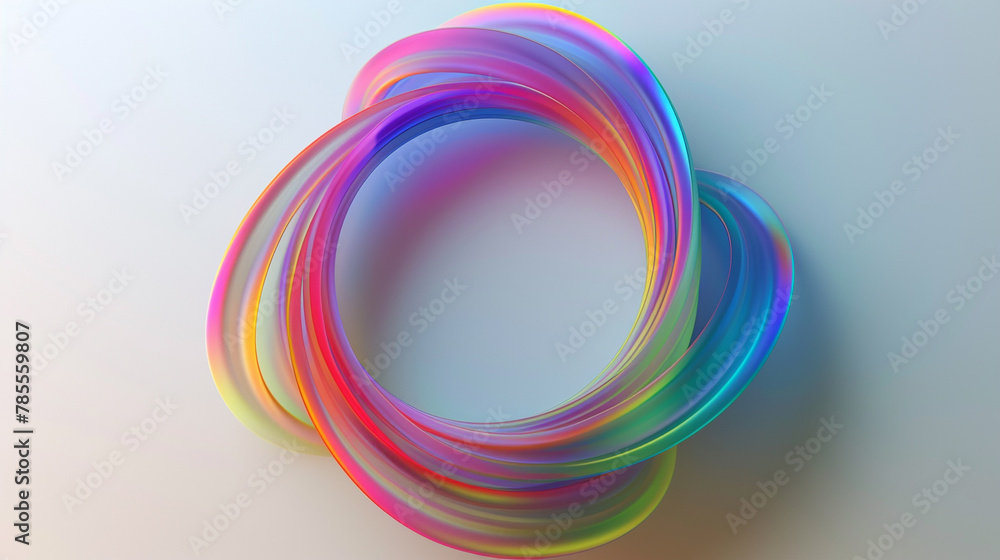 A 3D twisting rainbow circle, colors spiral in a helical gradient pattern. A 3D twisting rainbow circle, colors spiral in a helical gradient pattern.