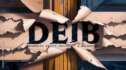 deib Diversity, Equity, Inclusion & Belonging Abbrevation under Ripped Paper