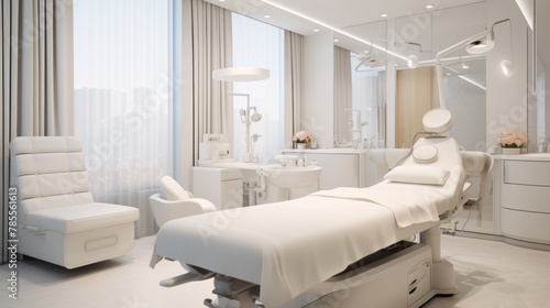 Dermatology and beauty clinic treatment Interior decoration for VIP customers by expert dermatologists. Beauty salon, spa, massage with equipment to to help relax, physiotherapy, relaxing massage. © pinkrabbit