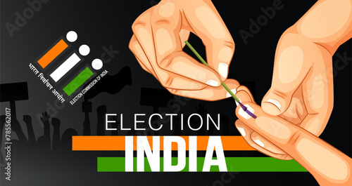 illustration of a hand with a voting sign of India. Indian Election banner design vector template on elections in India. Election and Social Poll Concept