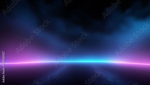 Abstract dark road background with glowing smoke effect