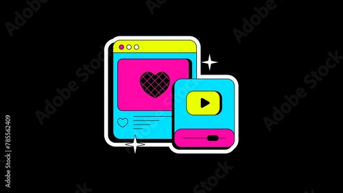 social media app animated with Alpha Channel (transparent) (ID: 785562409)