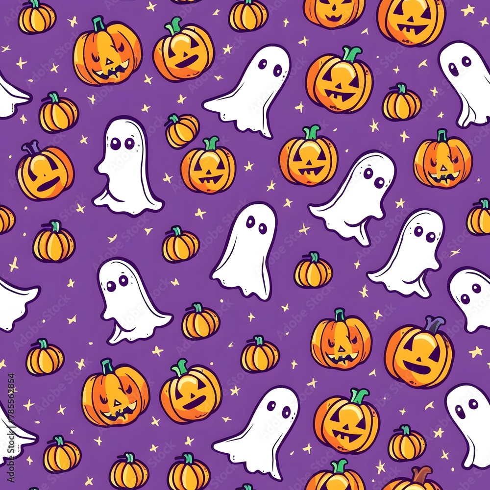 pattern of cute pumpkins and ghosts