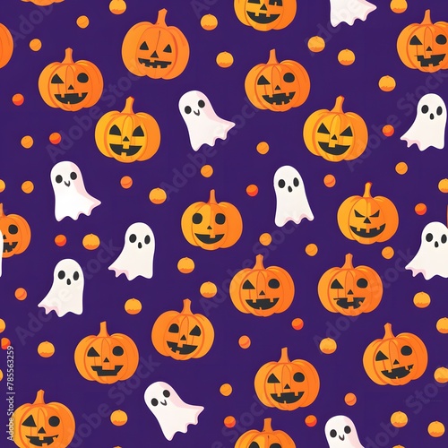 pattern of cute pumpkins and ghosts