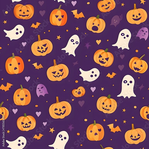 pattern of cute pumpkins and ghosts