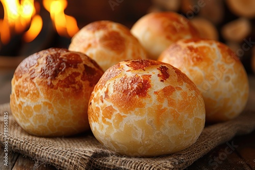 Pao de Queijo brazilian cheese bread in the kitchen table professional advertising food photography photo