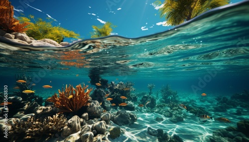 An underwater paradise teeming with vibrant marine life and coral formations. © Elena