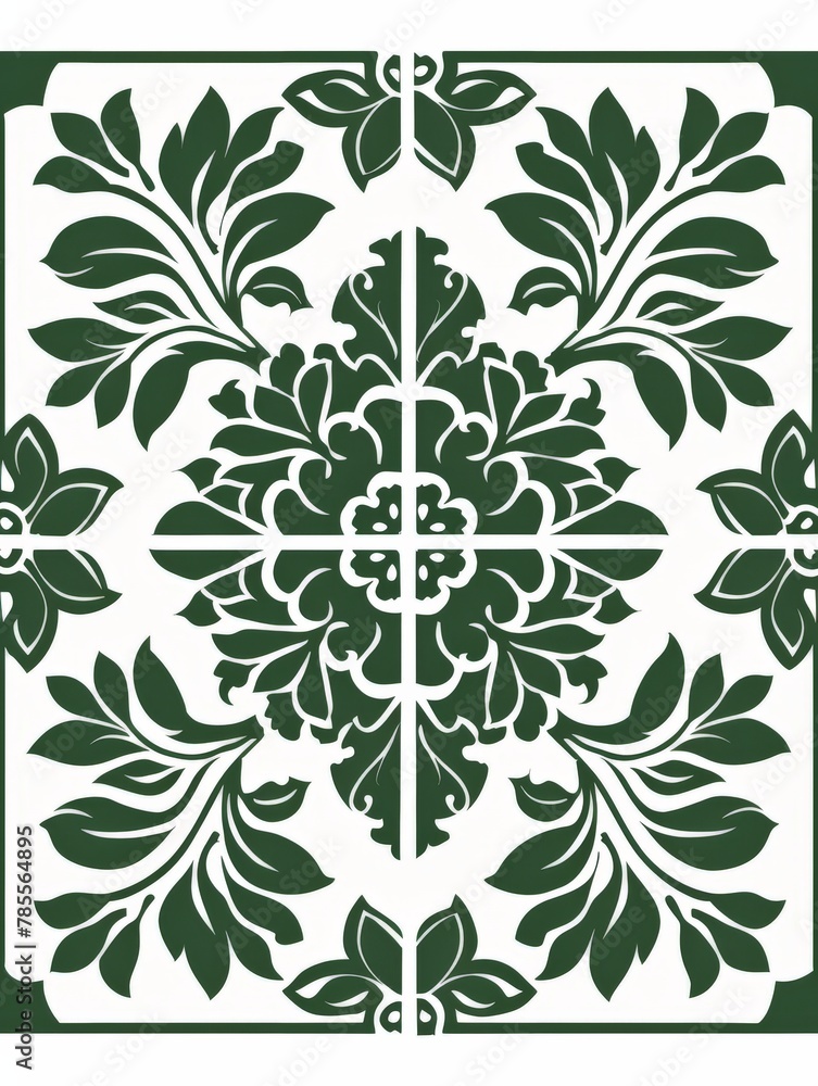 Green and white tile design Green and white tile design