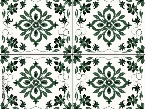 Green and white tile design