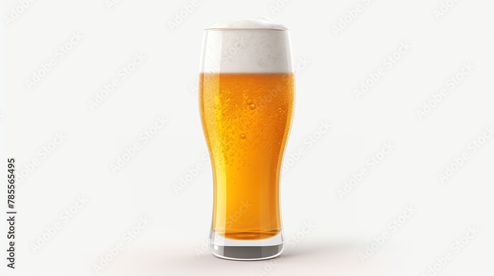 A pristine glass of beer with a perfect head of foam, isolated on a white transparent background for a refreshing 4k display A pristine glass of beer with a perfect head of foam, isolated on a white transparent background for a refreshing 4k display