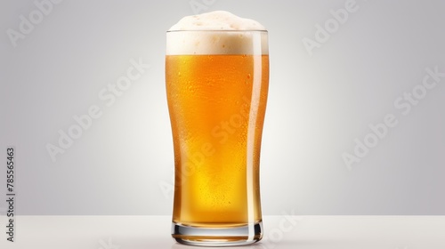 A pristine glass of beer with a perfect head of foam, isolated on a white transparent background for a refreshing 4k display