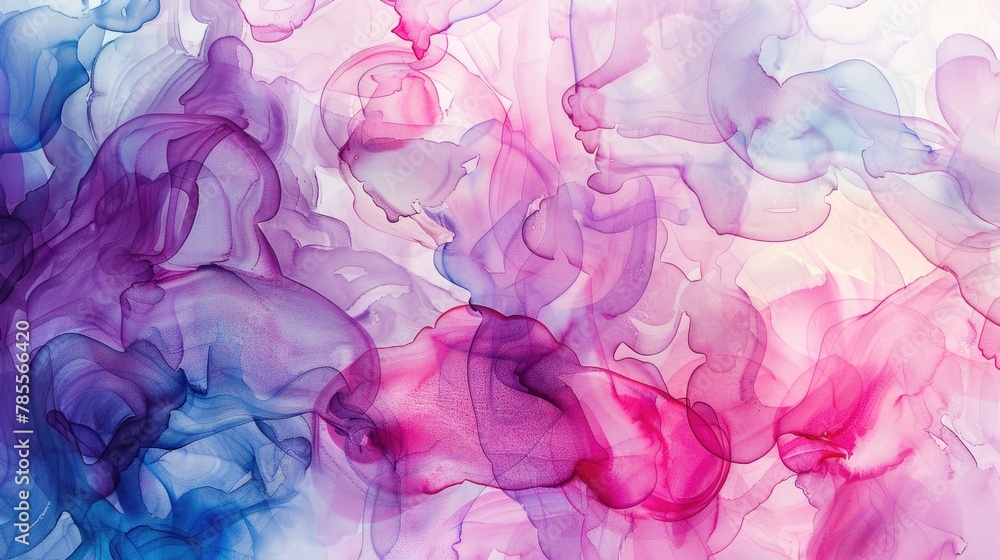 Vivid abstract watercolor blend in pink and blue hues.