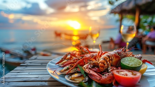 Seafood and sunset