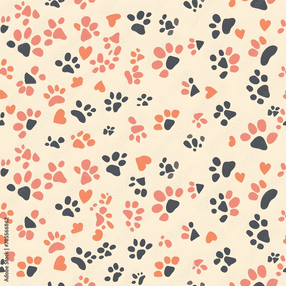 pattern of small dog bones and paw prints in pastel peach colors pattern of small dog bones and paw prints in pastel peach colors
