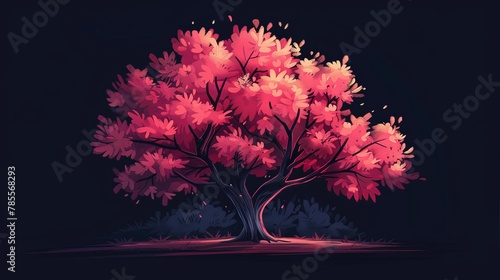 Tree with red leaves painting