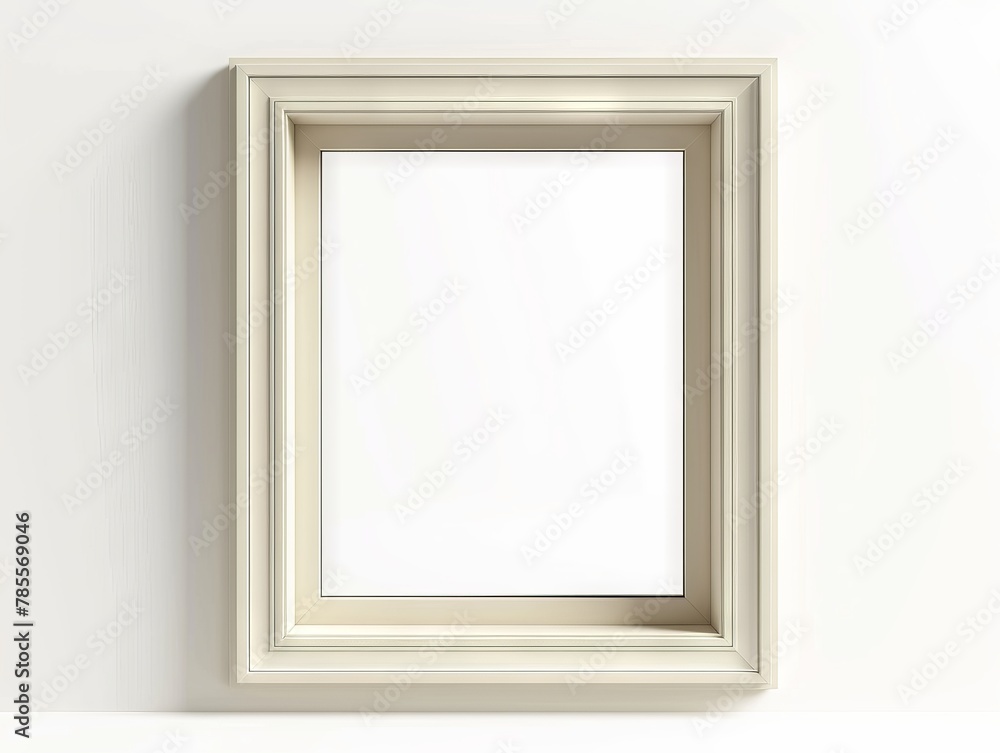 A white frame with a mirror on it. A white frame with a mirror on it.