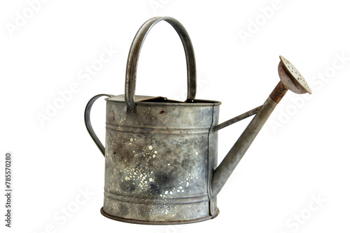 Rustic Metal Watering Can Isolated on White